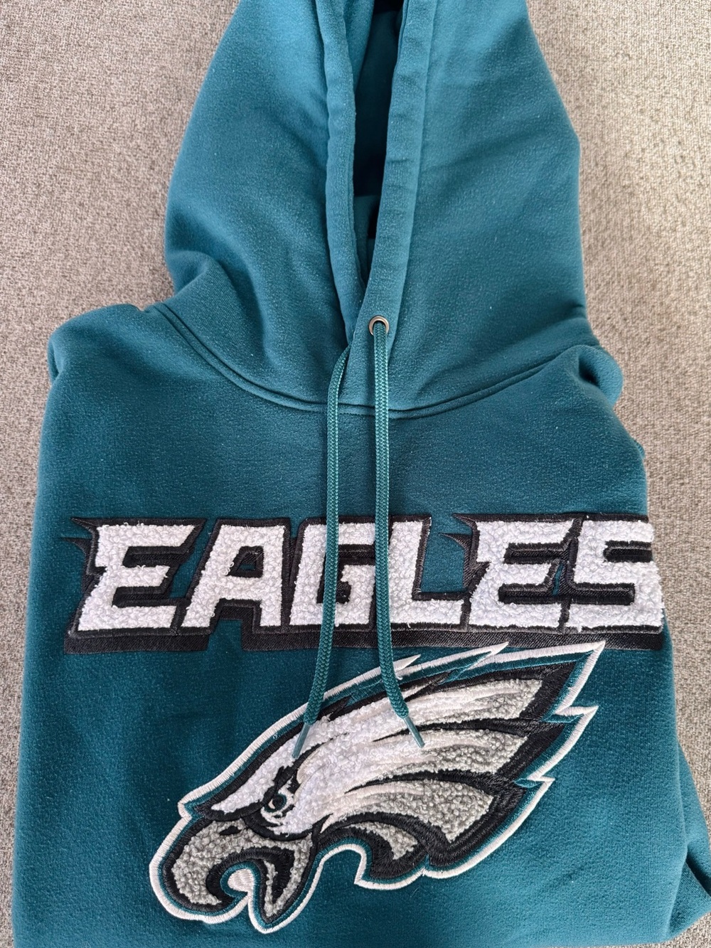 NFL Eagles Teal Crewneck Hoodie with Embroidered Logo